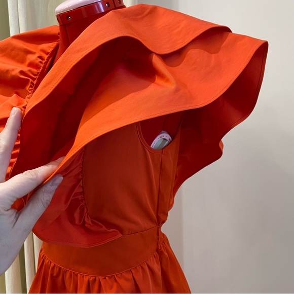 ZARA Ruffled Red/Orange Mini Dress, Women's (US XS) - Picture 3 of 12